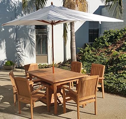 Amazon Com Wholesaleteak New Wooden 10 Ft Rectangle Sunbrella Fabric Any Color Outdoor Umbrella 6 5 X 10 Choose Any Sunbrella Fabric Whaxum2 Patio Umbrellas Garden Outdoor