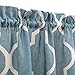 jinchan Linen Kitchen Curtains Moroccan Tile Print Tier Curtains 45 Inch Length Geometric Lattice Farmhouse Half Window Country Rustic Voile for Bathroom RV 2 Panels Blue