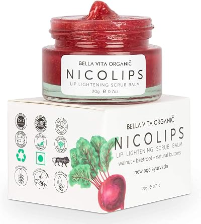 Bella Vita Organic NicoLips Combo Lip Lightening Scrub Balm Dark Dry Chapped