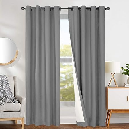 Amazon Com Jinchan Room Darkening Thermal Backed Curtains For
