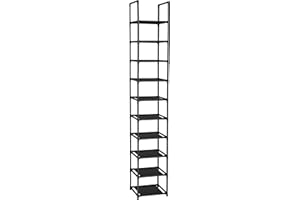 FIDUCIAL HOME 10 Tiers Shoe Rack Space Saving Vertical Single Pairs Sturdy Shoe Shelf Storage Organizer