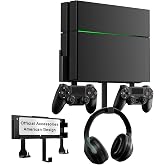 Wall Mount for PS4, Stealth Wall Mount for PS4 Original (Old Model), with Detachable 2 Controller Holder &amp; Headphone Hanger, Mount on The Wall or on The Back of The TV