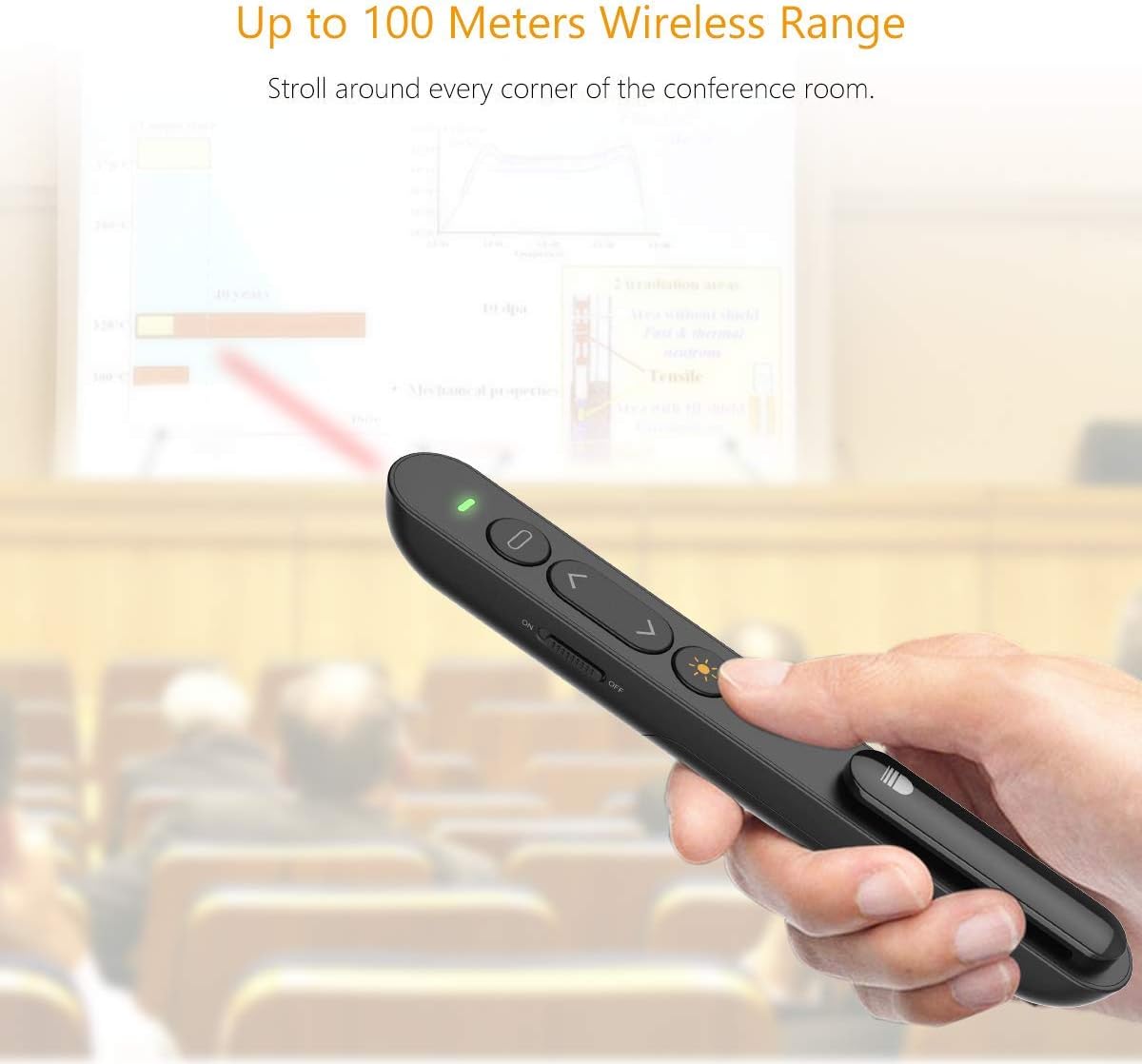 Doosl Wireless USB Presentation Clicker - Red Laser Pointer, 2.4GHz Wireless Presentation Remote for Google Slides, Keynote, PowerPoint, Prezi - Support Hyperlink and Volume Control: Home Audio & Theater