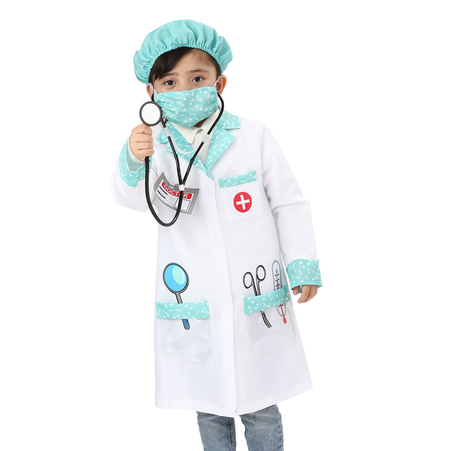Sincere Party Kids Unisex Doctor Role Play Costume Doctor Fancy Dress Up Playsets Style A 3-5years