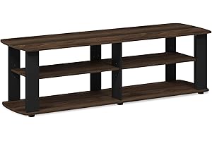 FURINNO Nelly Entertainment Center TV Stand, Short 43.3"(W) x13.4(H) x13.1(D), Columbia Walnut/Black