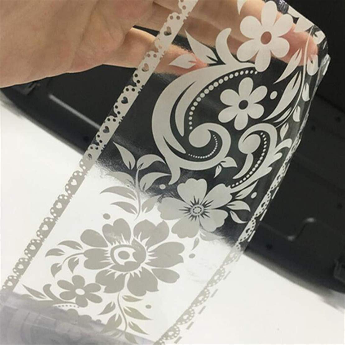 Kissherely White Lace Clear Self Adhesive Wallpaper Transparent Lace