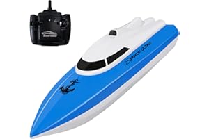 SZJJX RC Boat, Remote Control Boats for Lake/Pool/Pond, 2.4 GHz High Speed Outdoor Adventure Electric Mini RC Racing Boat with Rechargeable Battery, Water Play Toy Gift for Boys&Girls-Blue