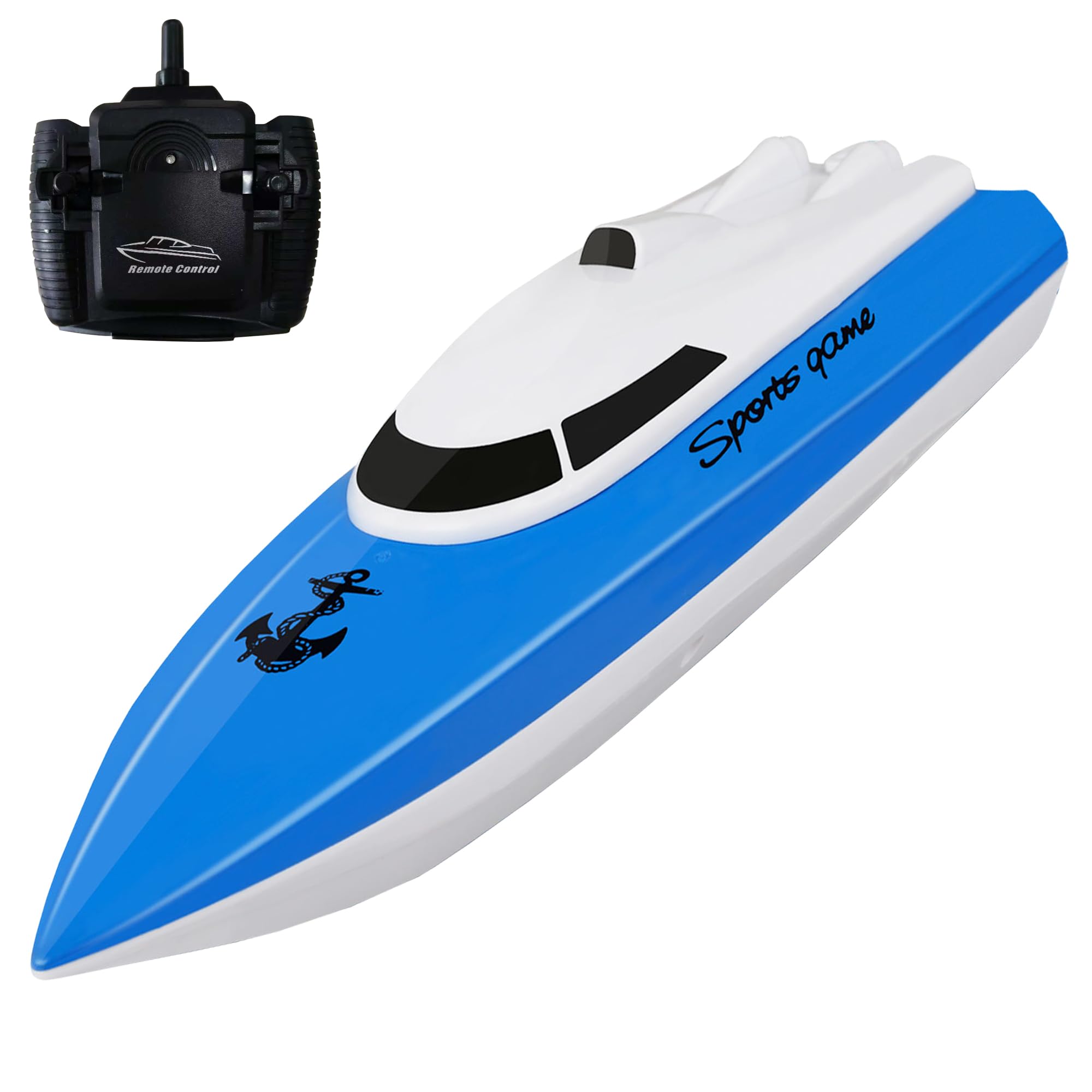 SZJJX RC Boat, Remote Control Boats for Lake/Pool/Pond, 2.4 GHz High Speed Mini Boats, Outdoor Adventure Electric RC Racing Boat with Rechargeable Battery, Water Play Toy Gift for Boys&Girls-Blue