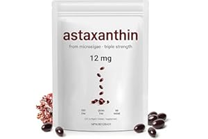 Premium Astaxanthin 12mg – Natural Astaxanthin Supplements from Microalgae | Antioxidant Support for Eye, Skin & Joint Health