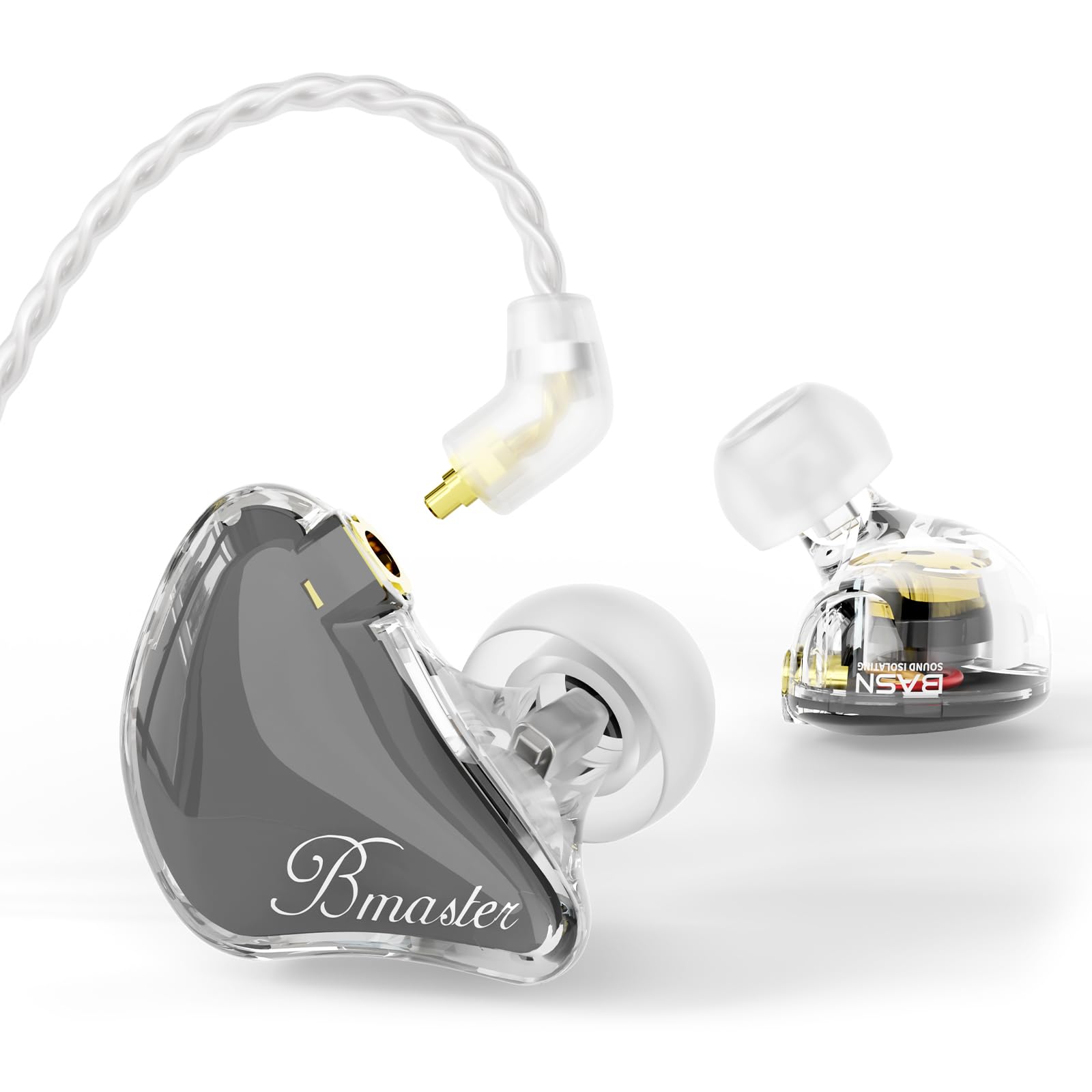Photo 1 of BASN in Ear Monitor Headphones, Triple Driver IEM Earphones with Powerful Bass, Noise Isolation HiFi Stereo Wired Earbuds for Musicians Singers Drummers (Sage Gray)