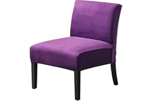 JIAN YA NA Armless Accent Chair Cover, Stretch Armless Chair Slipcover Velvet Armless Chair Covers Slipper Chair Slipcover Furniture Protector Covers for Living Room Bedroom(Velvet, Purple)
