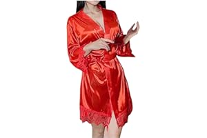 Women's Sexy Lace Silk Satin Robe Short Bathrobes Bridesmaid Bride Wedding Party Robes Chemise Sleepwear Nightwear