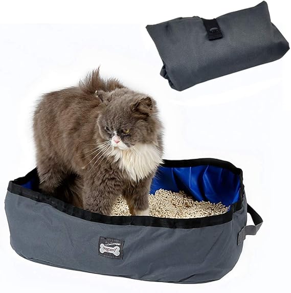 Petneces Cat Litter Box Foldable Portable Waterproof Cat Litter Tray