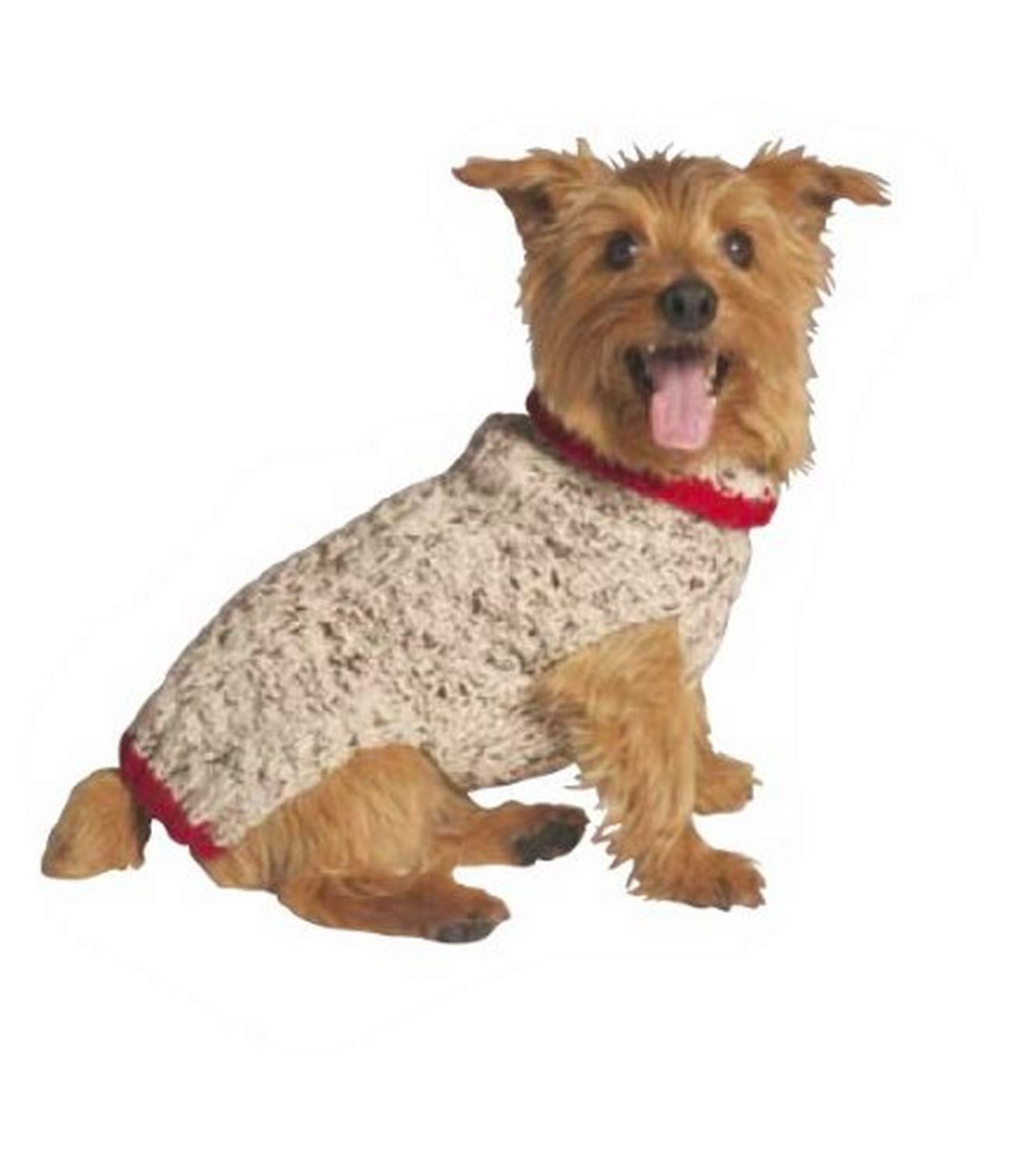 Chilly Dog Oatmeal with Trim Sweater, X-Small, Red