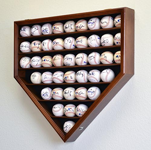 43 Baseball Ball Display Case Cabinet Holder Rack Home Plate Shaped w/98% UV Protection- Lockable