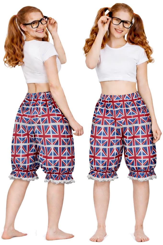 The Dragons Den Adults Short Length Union Jack Flag Bloomers United Kingdom Great Britain Supporters Fancy Dress [L-XL]