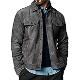 Premium Vintage Trucker Suede Leather Jacket Men Genuine Lambskin Men Leather Jackets Shirt Collar Jackets For Mens