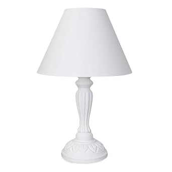 Lampada Da Tavolo Shabby Chic Altezza 33 Cm Colore Bianco
