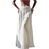 Milumia Women's Flowy Boho Maxi Skirt Low Waist Smocked Frill Ruffle Long Skirts