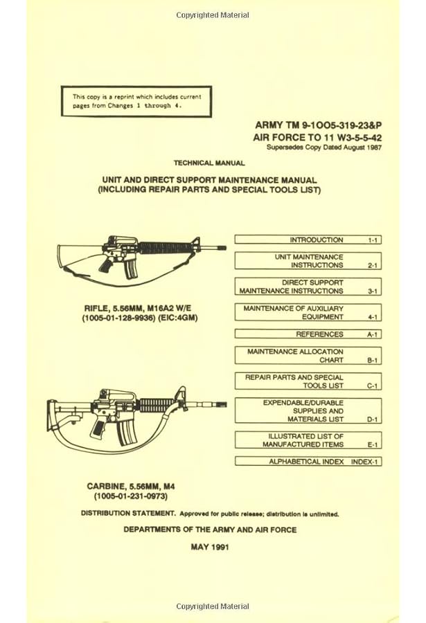 U.S. Army M16A2 and M4 Carbine 5.56mm, Rifle Technical Manual