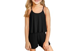 blibean Teen Girls Adjustable Strap Top 2 Piece Ribbed Shorts Sets 4-13 Years