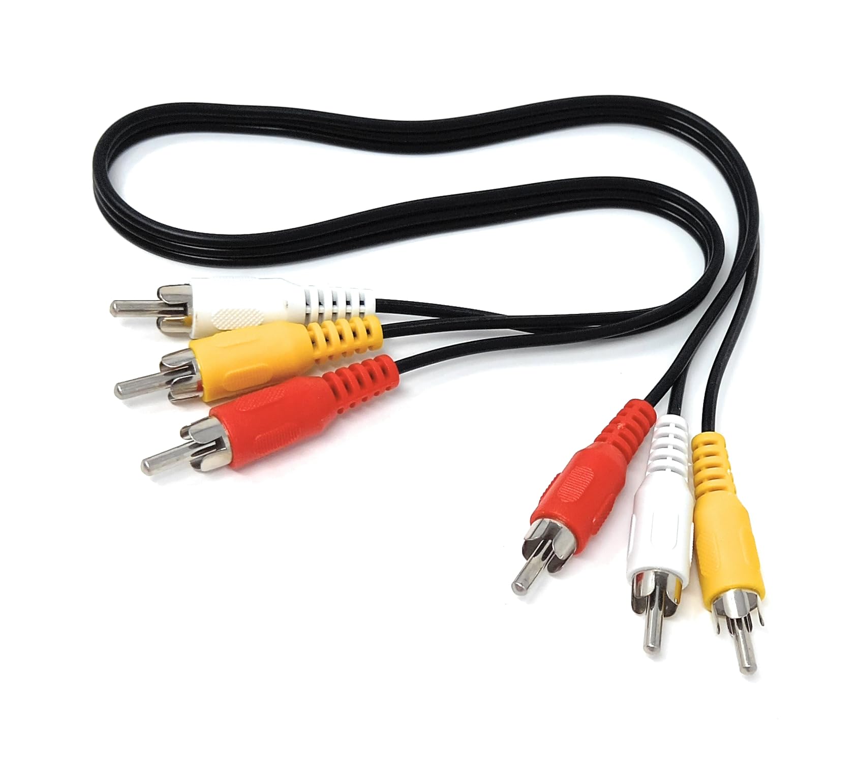 DRUT 0.5m Triple 3 x RCA to RCA Phono Plugs to Plugs Composite, Audio Video Male to Male Cable Lead Nickel Contacts 1.6ft