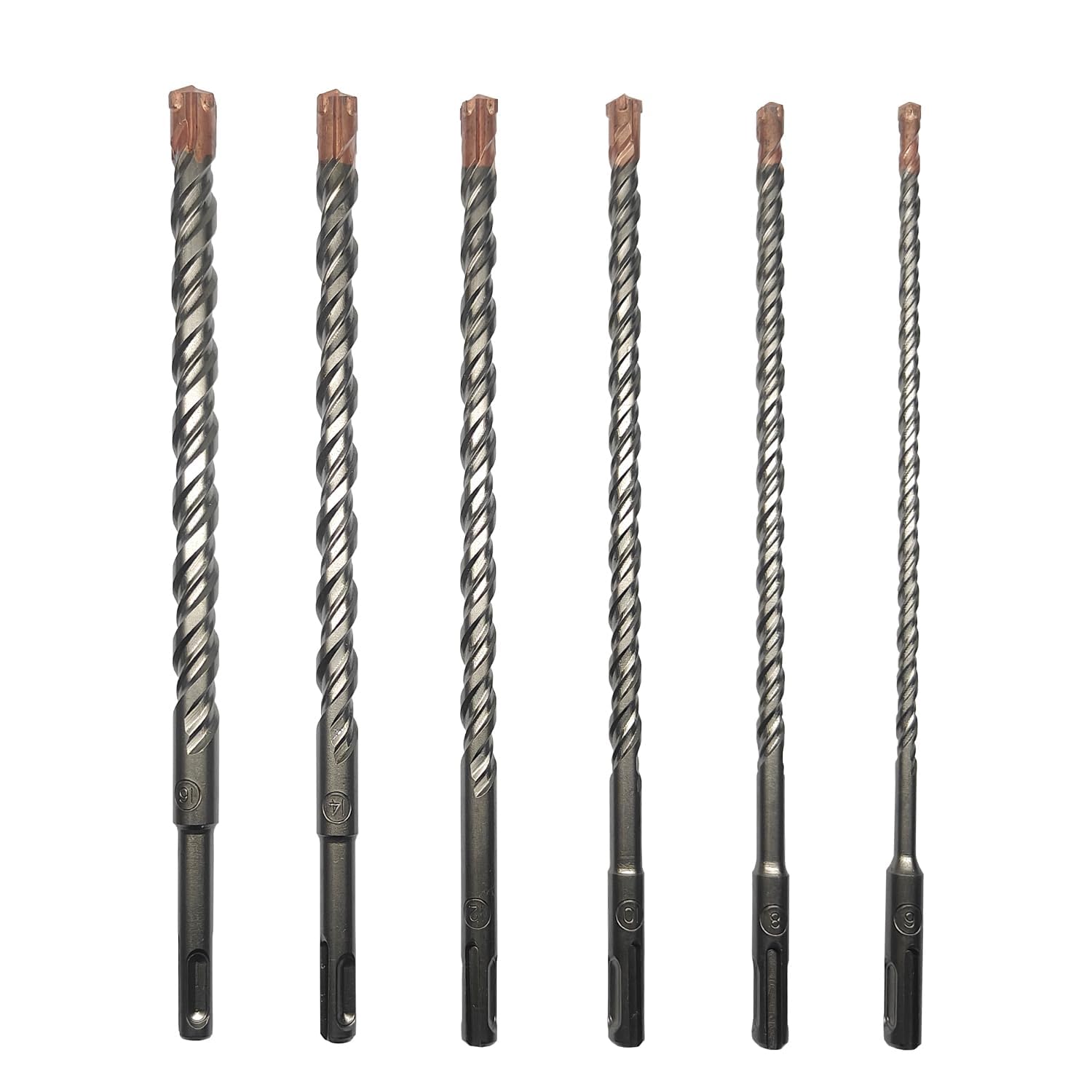 CAVATINY 6-Piece SDS Plus Drill Bit Set - SDS Hammer Drill Bit for Concrete, Brick, Cement, Stone with 4 Cutting Edges - Includes Sizes 6, 8, 10, 12, 14, 16 mm - SDS Plus Shank Suitable for Hammer