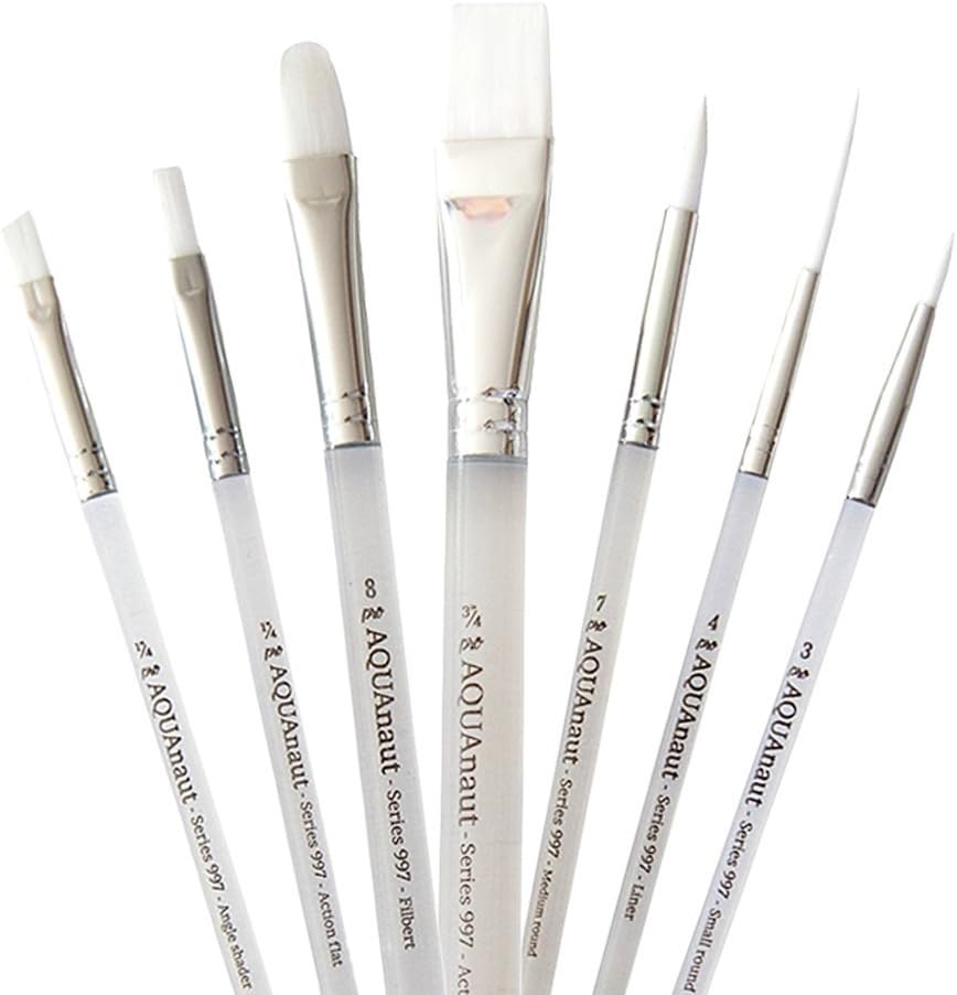 AQUAnaut Series 997 Expansion Set 7-Piece Paint Brushes Best for Watercolors, Acrylic and Oils, Short Bevel Handles ...