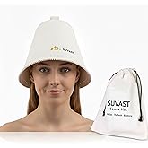 suvast Merino Wool Sauna Hat for Women & Men, Seamless Soft Felt Sauna Cap, 100% Fine Merino Wool, Lightweight Breathable Nordic Design, Protects Head & Hair from Heat, Gift Bag Included White
