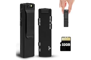 Tkiplay Mini Body Camera with Video Recording, 1080P Wearable Body Cam with Night Vision & Loop Record & Motion Detection, Worm Cam with 32GB Card for Cycling, Walking, Pet, Law Enforcement