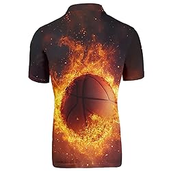 HUGS IDEA Fire Basketball Mens Golf Shirt Fashion
