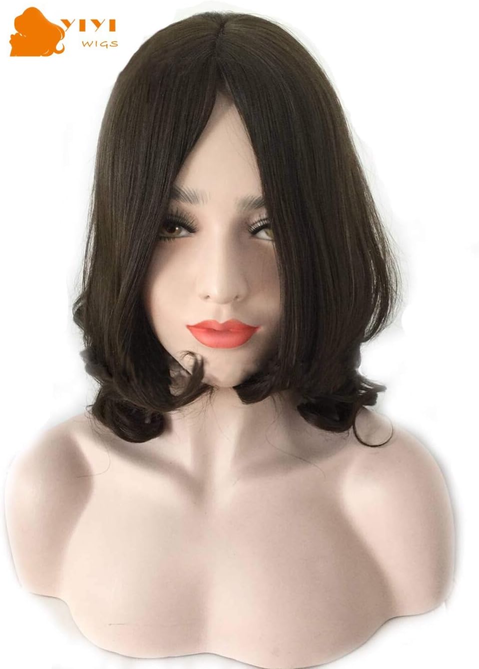 YIYIWIG 4x4 Silk Base Brazilian Human Hair Jewish Wigs For Kosher Girls Nature Color 14 Inches Jewish Woman Sheitels With Lace Front Wig (Style1)