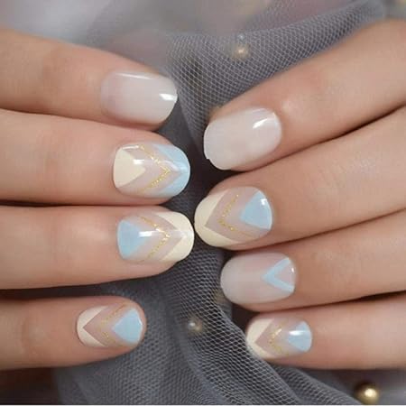 Amazon 偽爪24ピースダイヤモンドブルーフレンチネイルショートプレスネイル光沢のある品質スクエアレディースデザインbj Sclposter ネイルチップ 通販