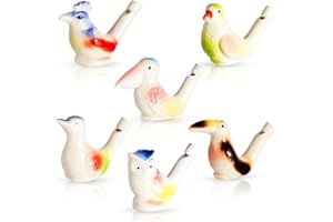 Gejoy Bird Water Whistles Ceramic Bird Call Warbling Water Whistles Colorful Porcelain Toys for Adults Birthday Easter Gift(6 Pcs,Bright)