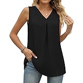 Anyally Women's Summer Sleeveless Chiffon Tunic Tank Tops Dressy Casual Blouse Loose V Neck Work Shirts
