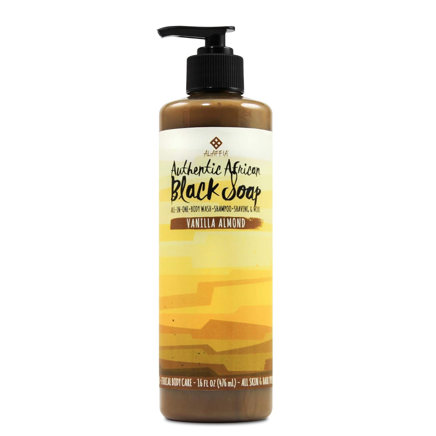 Alaffia Authentic African Black Soap, All-in-One Body Wash, Shampoo, and Shaving Soap, All Skin and Hair Types, Fair Trade, No Parabens, Non-GMO, Unscented, 16 Ounces : Beauty