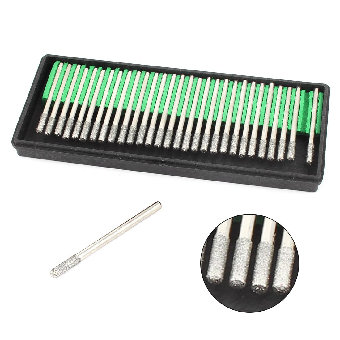 Sourcingmap 3mm x 3mm Cylinder Head Buffing Bit Diamond Mounted Point 30 Pieces