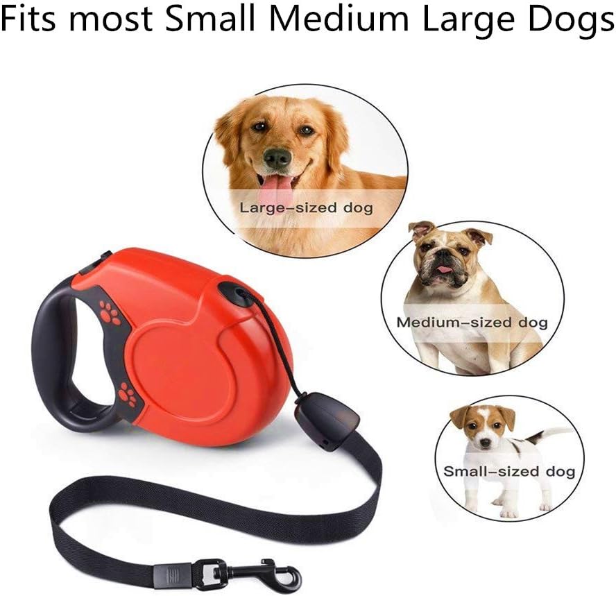 Retractable Dog Leads 26ft Pet Adjustable Leash for Small Medium Large Dogs Up to 49.8KG (Red) - Image 3