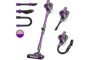 POWEART N700 Cordless Vacuum Cleaner, 8-in-1 Powerful Cordless Stick Vacuum, 180° Foldable Wand, Extended Runtime, Lightweight Rechargeable Vacuum Cleaner for Home - Violet