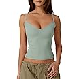 QINSEN Womens Spaghetti Strap Sweetheart Neck Sleeveless Top Slim Fit Going Out Camisole Basic Top