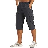 MAGCOMSEN Men's Workout Gym Shorts Quick Dry 3/4 Capri Pants Zipper Pockets Hiking Athletic Running Shorts