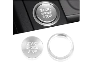 CARLEEF Car Push Start Button Cover Compatible with Audi,Cool Aluminum Engine Start Button Cover with Metal Ring for Car Decorations,CCar Accessories Interior (Silver)
