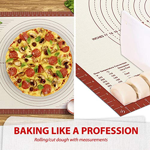 Silicone Baking Mat Pastry Board Extra Large 28''x20''- Non Stick Silicon Dough Rolling Mat Non Slip Kneading Counter liner With Measurements - Fondant/Pie Crust/Pizza/Bread/Cookie Mat by SUNRICH