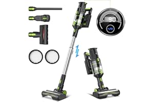 DEVOAC Cordless Vacuum Cleaner, Super Powerful Suction 33KPa Stick Vacuum 8 in 1, 265W Brushless Motor, Up to 45mins Runtime, LED Display Handheld Vacuum for Hard Floor Carpet Pet Hair -M100