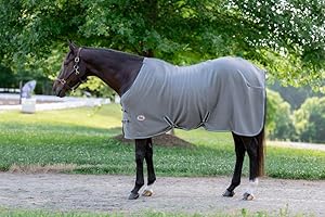 TUFFRIDER Miller's Standard Neck Fleece Cooler for Horses -Gray with Lt.Gray and Green Trim-78