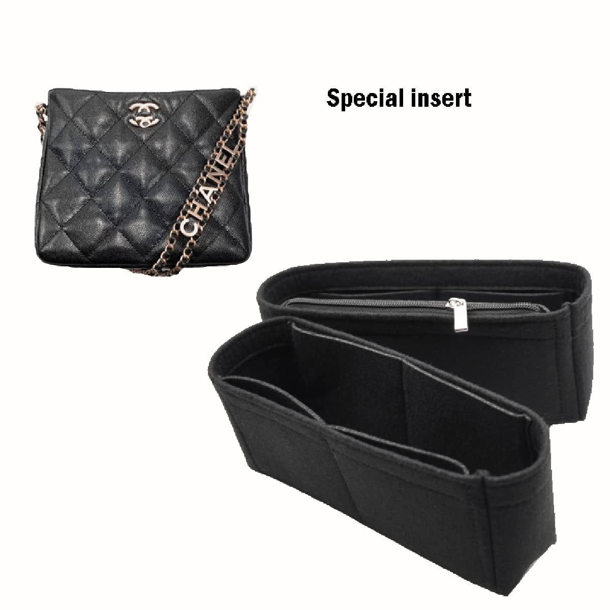 Lckaey Purorganizer is used for 22s new chain underarm bag hobo storage finishing bag3003-black