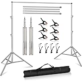MSKIRA Photo Backdrop Stand Heavy Duty Stainless Steel 8.5x10Ft Adjustable | Back Drop Stand with Clamps Clips Carry Bag, Background Support Kit for Photography, Party, Livestream, Studio Video Shooting