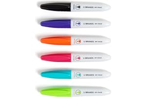 U Brands Fine Tip Dry Erase Markers, Mini Size Whiteboard Markers, Low Odor, Assorted Bright Colors, Set of 6