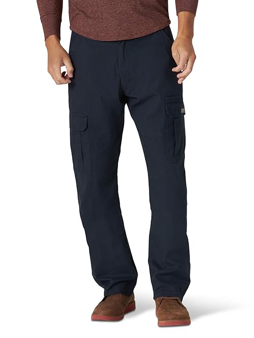 Wrangler Authentics Men's Relaxed Fit Stretch Cargo Pant, Navy, 36W x 30L