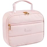Aosbos Insulated Lunch Bag for Women - Cute Small Quilted Lunch Box Cooler for Work, Office, Picnic - Soft, Portable Adult Lunch Bags, Pink